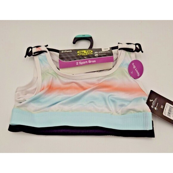 ATHLETIC WORKS 2 PACK RACERBACK SPORTS BRAS BAND SIZE 30 GIRL'S SIZE S - Picture 5 of 9